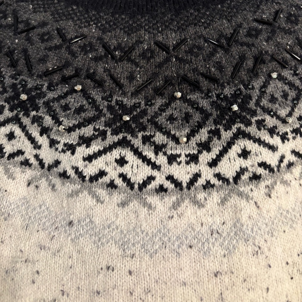 Talbots Black, white and gray with black & silver sparkles. Size Med. Back zip.